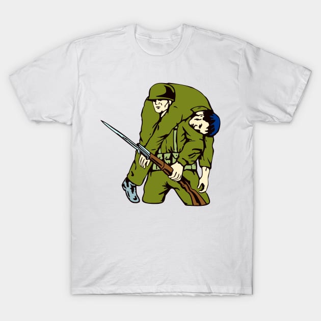 American Soldier With Injured Retro T-Shirt by retrovectors